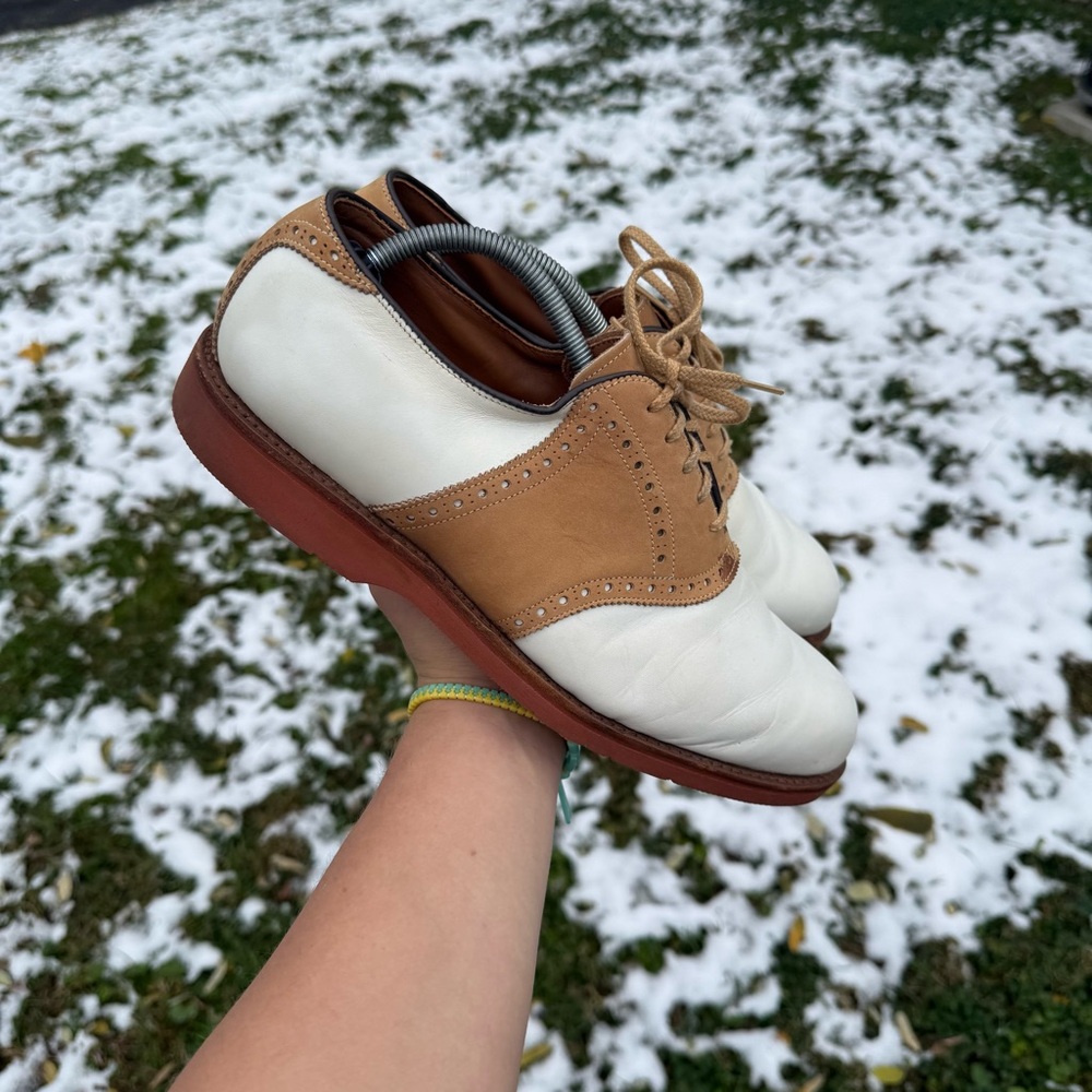 Footjoy Classics White Brown Oxford Dress Shoes Sneakers 78741 Size 10.5 D